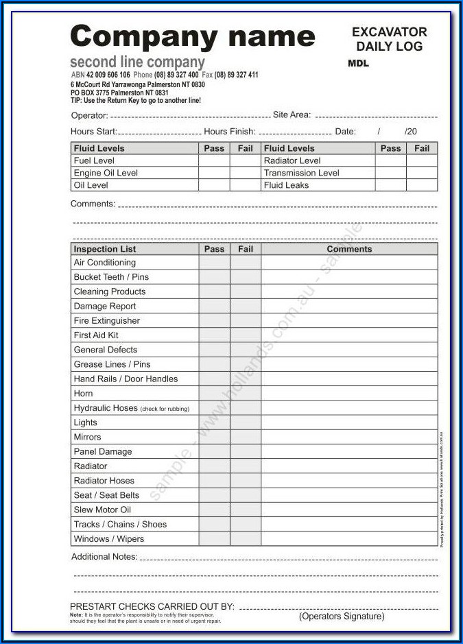 Tractor Daily Inspection Form