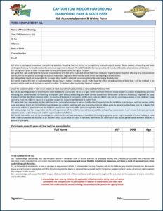 Trampoline Park Waiver Form