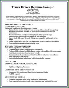 Truck Driving Resumes Examples
