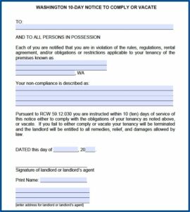 Unlawful Detainer Eviction Washington State Forms