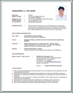Update Resume Format