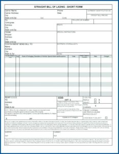Ups Straight Bill Of Lading Form