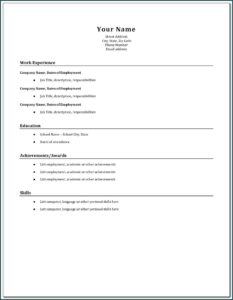 Very Simple Resume Format Download