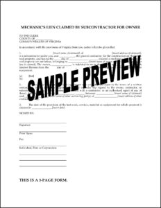 Virginia Mechanics Lien Notice Form