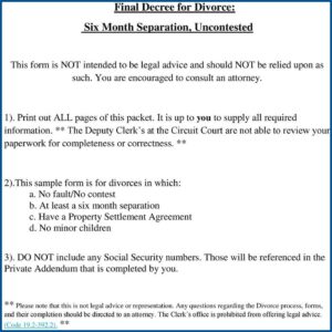Virginia Separation Agreement Form