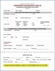 Volleyball Camp Registration Form Template