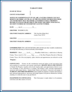 Warranty Deed Form Texas Pdf