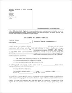 Warranty Deed Form Texas Real Estate