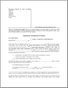 Warranty Deed Sample Texas
