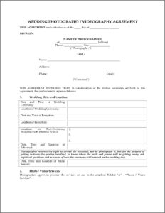 Wedding Videography Contract Template Word
