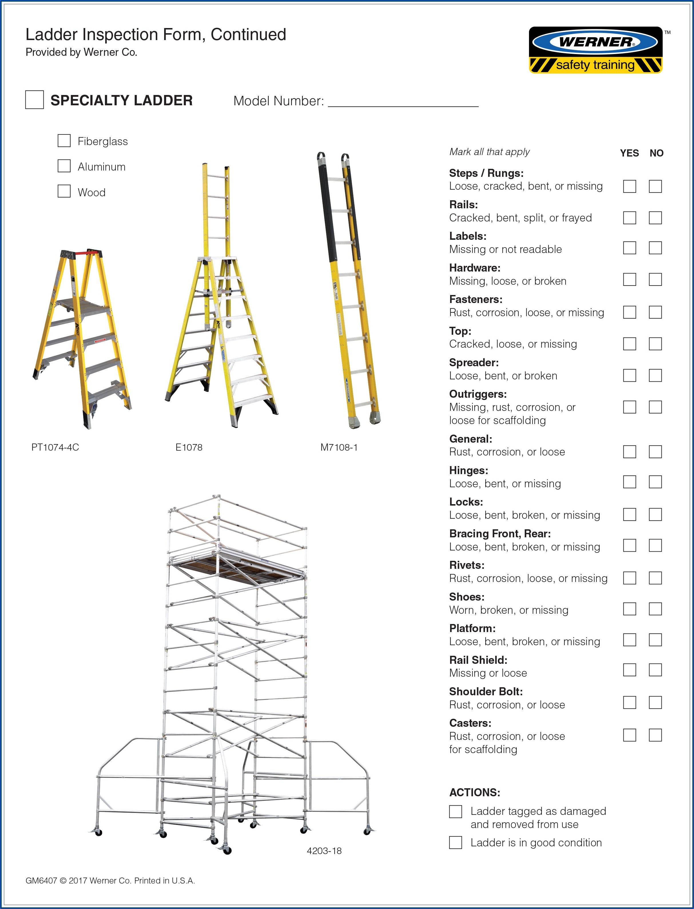 Werner Ladder Inspection Forms