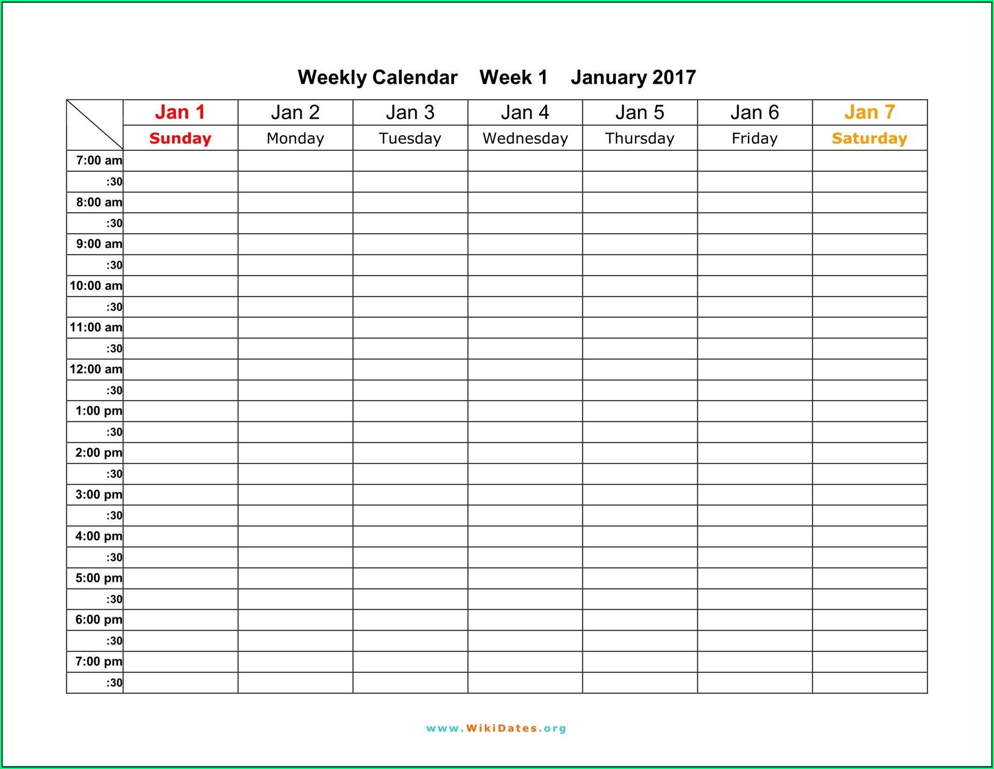 Work Calendar Template Excel