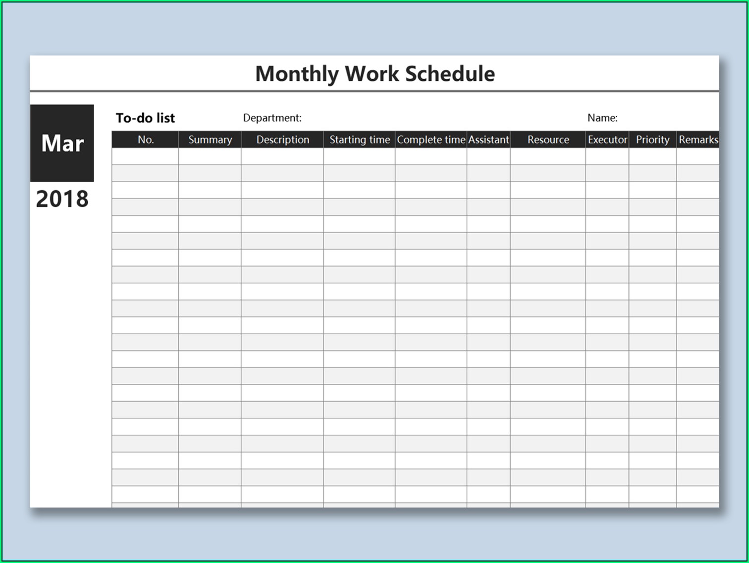 Work Plan Template Excel Free Downloads
