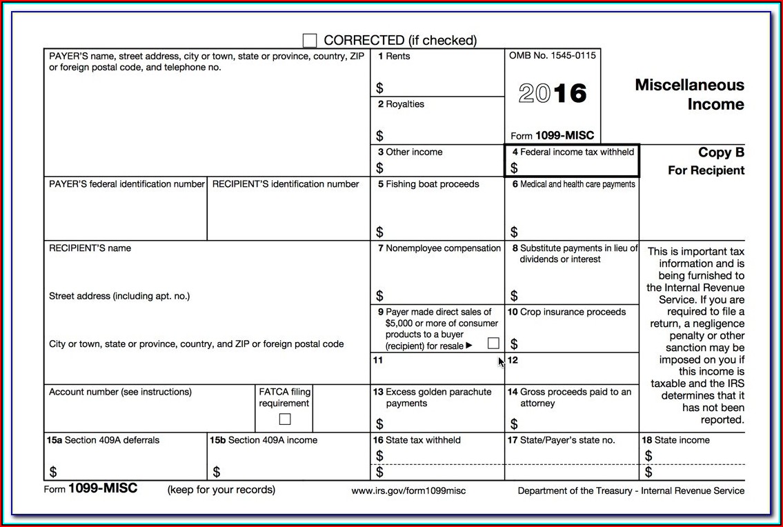2016 Printable 1099 Tax Form