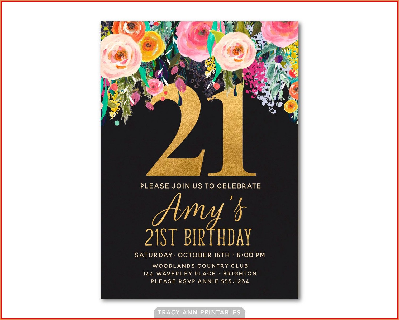 21st Birthday Invitation Templates Editable