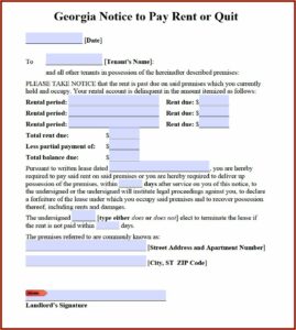 30 Day Eviction Notice Template Georgia