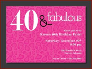 40th Birthday Invitation Templates Word