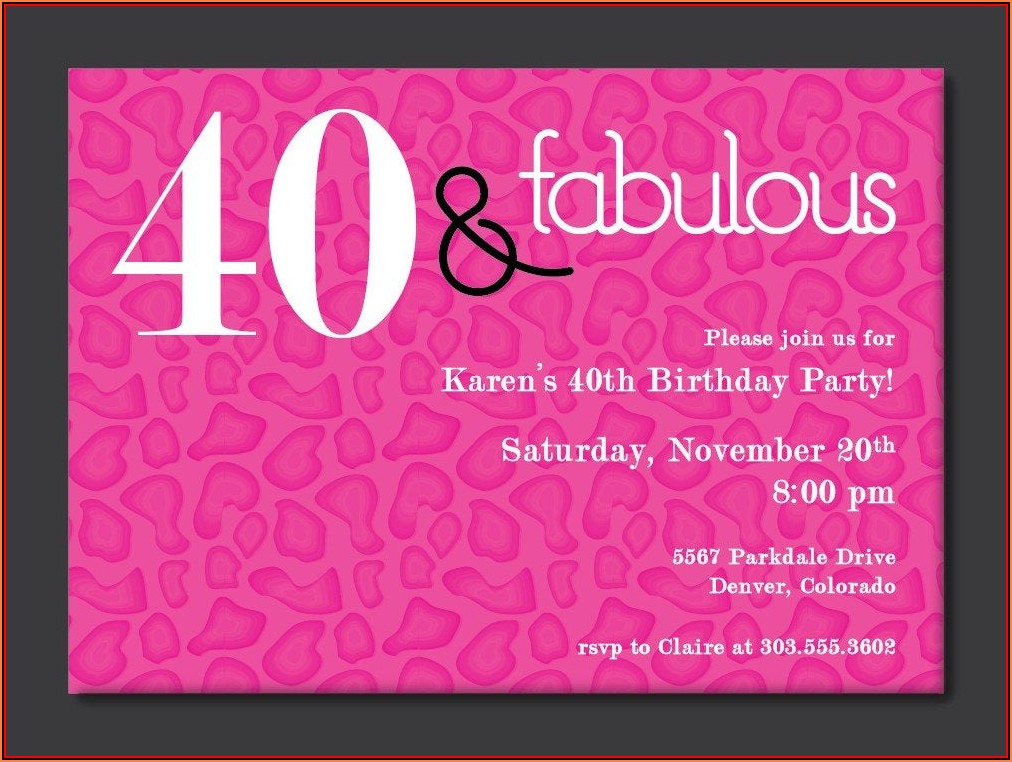 40th Birthday Invitation Templates Word