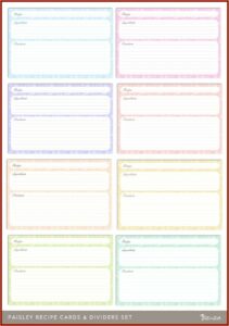 4x6 Recipe Card Divider Template