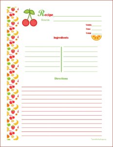 4x6 Recipe Card Template Free