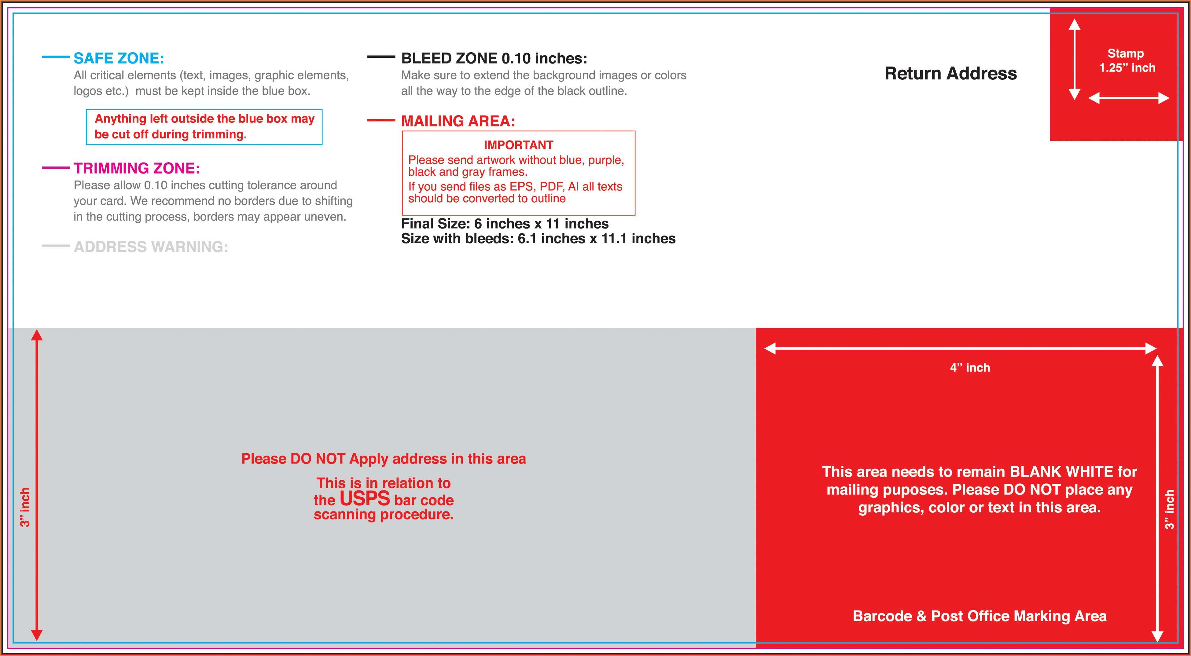 6x11 Postcard Template Usps