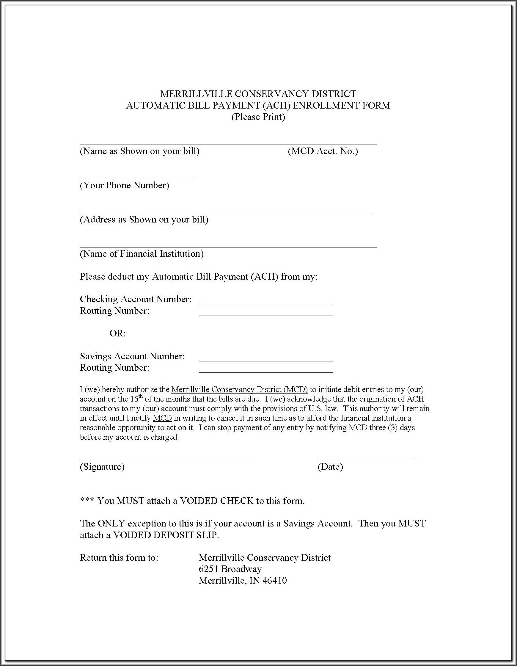 Ach Enrollment Form Template