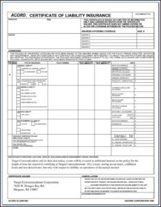 Acord Certificate Of Insurance Form Download