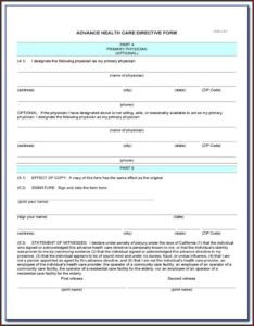 Advance Health Care Directive Form California 2018