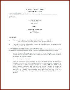 Artist Performance Contract Template Free