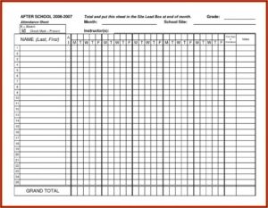 Attendance Spreadsheet Template