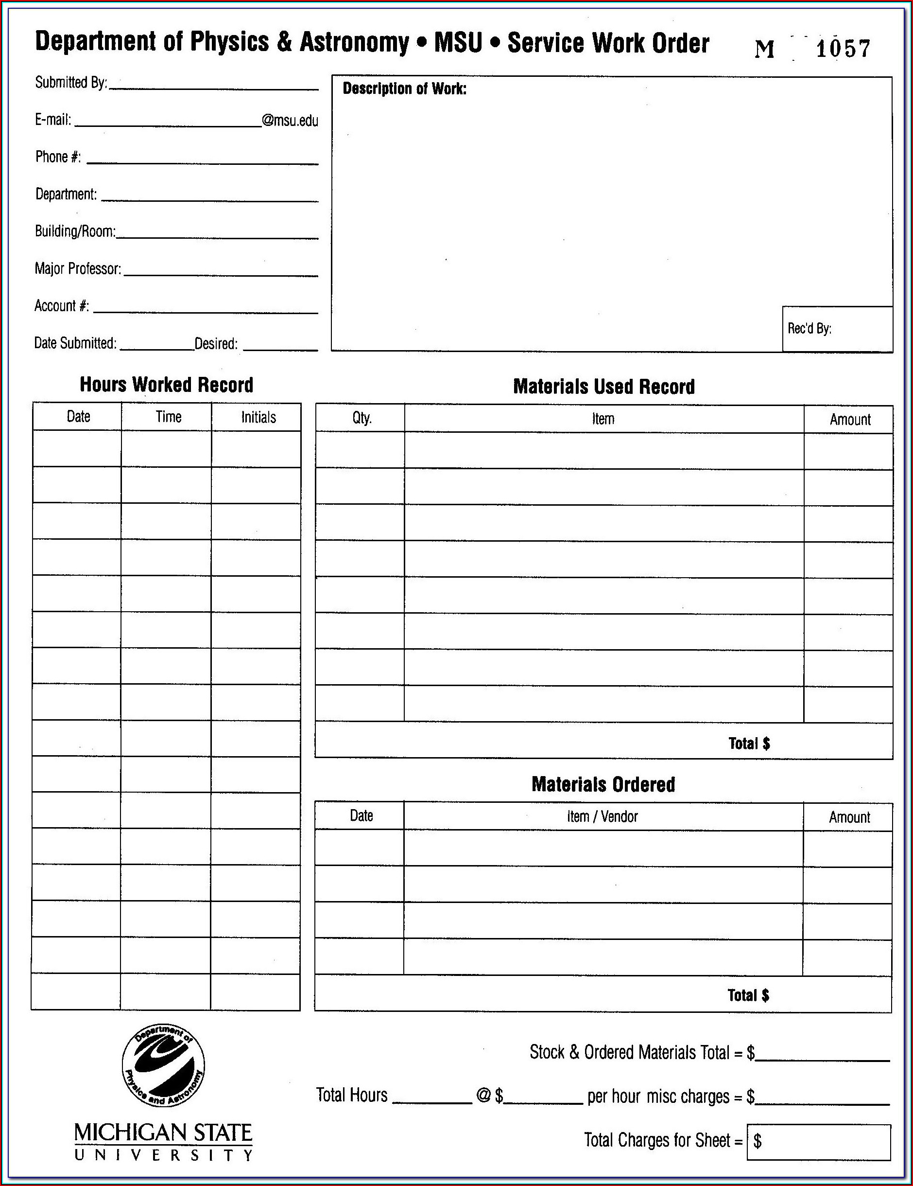 Auto Repair Order Forms Free