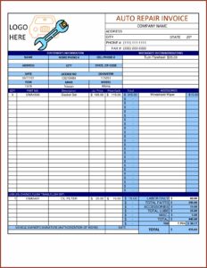 Automotive Invoice Template