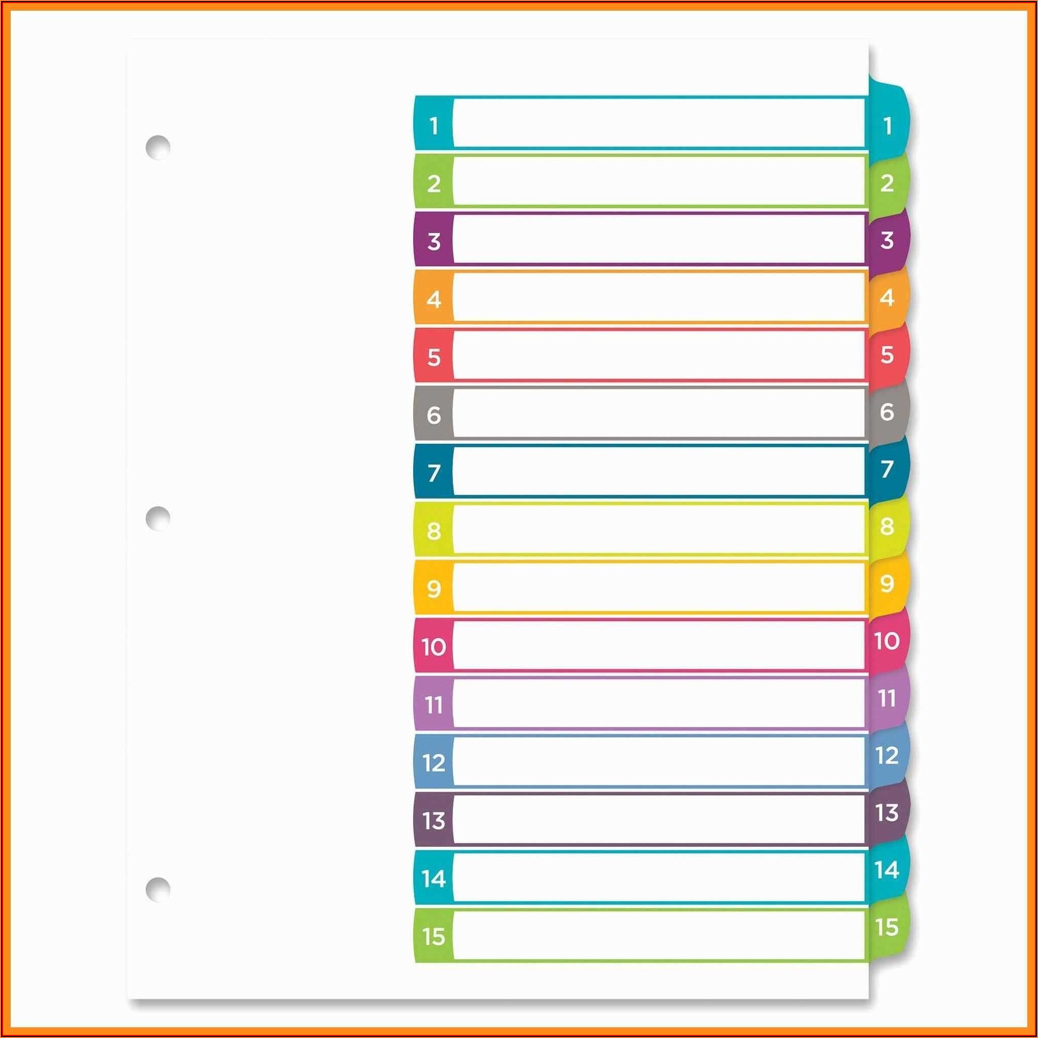 Avery 8 Tab Divider Template