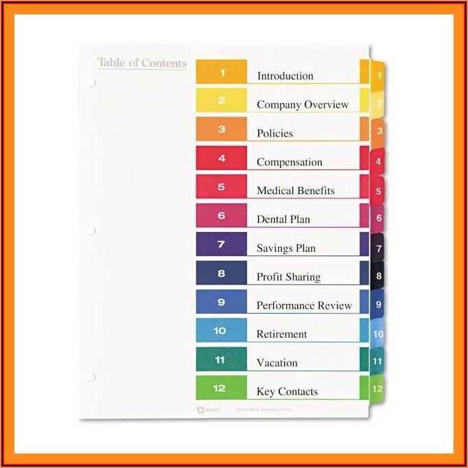 Avery Printable Divider Tabs Template