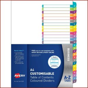 Avery Ready Index Template A Z