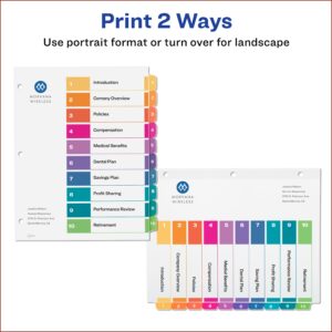 Avery Table Of Contents Template 10 Tab 11188
