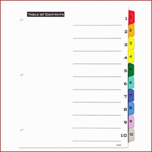 Avery Table Of Contents Template