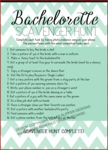 Bachelorette Scavenger Hunt Blank Template