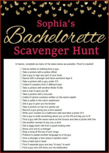Bachelorette Scavenger Hunt Printables