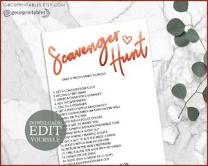 Bachelorette Scavenger Hunt Template Editable