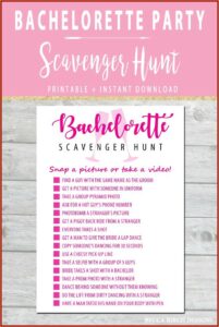 Bachelorette Scavenger Hunt Template Word