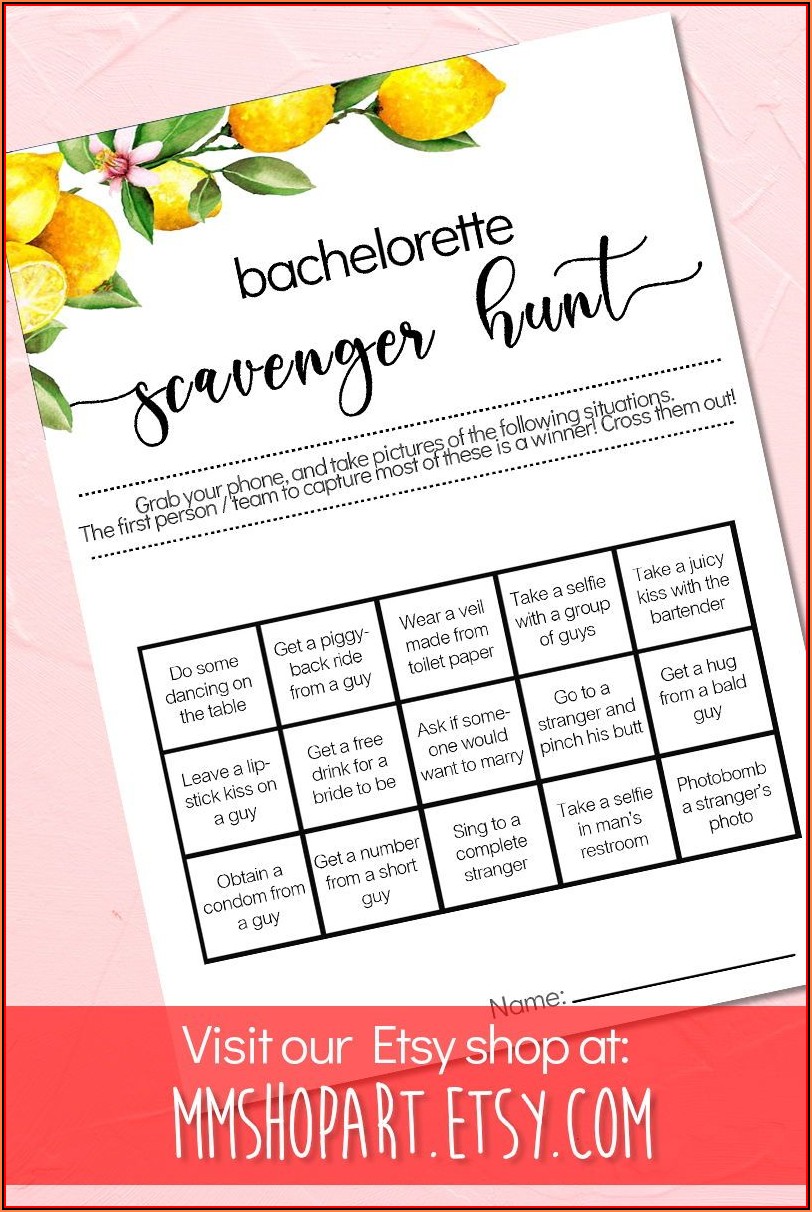 Bachelorette Scavenger Hunt Template