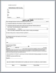 Baltimore City Quit Claim Deed Form