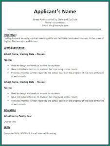 Basic Job Resume Templates