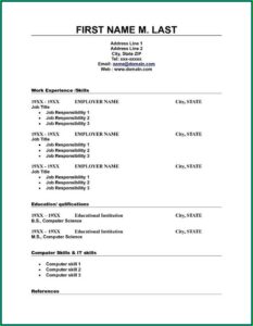 Basic Resume Format Pdf Download Free