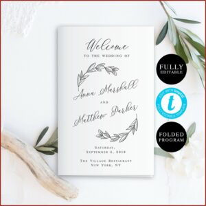 Bi Fold Wedding Program Template