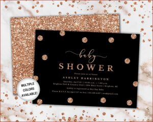 Black And Rose Gold Invitation Template