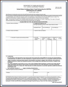 Blank Certificate Of Origin Form Canada