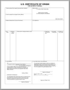 Blank Certificate Of Origin Form Pdf