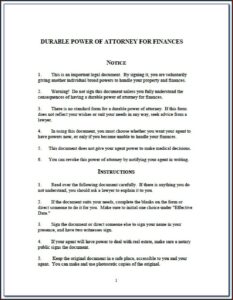 Blank Durable Power Of Attorney Form Washington State
